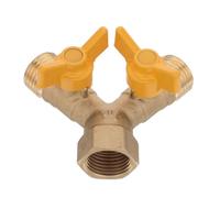 Way Gas Shut Off Valve 3/4 Inch Brass Y Splitter | Threaded Connector, Polished Finish, for Hoses and Heaters, Home Installers and Plumbing Technicians