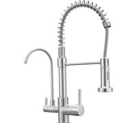 Way Kitchen Sink Filter Tap with Pull Out Spray, Brushed Nickel Mixer Tap, 360° Swivel Spout, Brass Water Purifier for Easy Drinking and Cooking. LWX