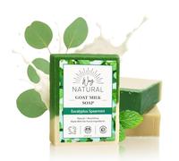 Way Natural - Goat Milk, Eucalyptus and Spearmint Soap Bars (3 Soap Bars for Hands and Body) - Soft Bar Soap Made from Real Goat Milk