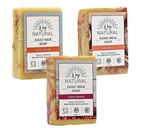 Way Natural Goat Milk Soap Variety Pack - Cherry Almond, Honey Oatmeal, Sandalwood, Natural Bar Soap for Men and Women, Organic Goat Soap Bars, 3 Packs (5 oz)