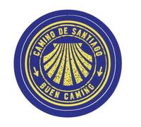 Way of Saint James Sticker Santiago de Compostela - Round Pilgrim Sticker with Shell & Buen Camino - Weatherproof for Car, Outdoor & Bicycle - 5.5 cm
