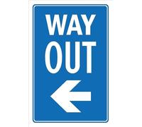 Way out, arrow pointing left - Self adhesive sticker (200mm x 150mm)