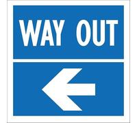 Way out, arrow pointing left - Self adhesive sticker (300mm x 300mm)