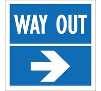 Way out, arrow pointing right - Self adhesive sticker (200mm x 200mm)