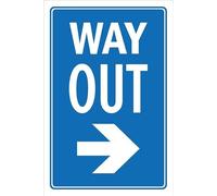 Way out, arrow pointing right - Self adhesive sticker (400mm x 300mm)