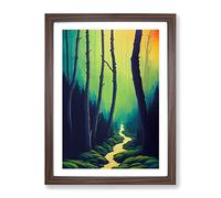 Way Through The Forest Framed Print | A3 Walnut Framed Wall Art | Ready to Hang | Modern Landscape Picture | Living Room Bedroom Lounge Office