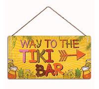 Way To The Tiki Bar Wood Sign Wall Art Poster Coffee Bar Sign Welcome Tiki Bar Party Hanging Bar Pub Plaque Beer Cocktails Beach Decoration Sign 10x5inch(XXQ056)