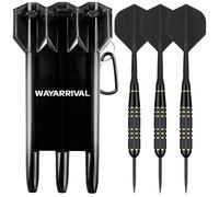 WayArrival Professional Steel Tip Darts Set - 23g Tungsten Brass Darts with Carrying Dart Case & Sharpener | One-Integrated Dart Flight and Shafts Design | for Beginners and League Players