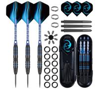 WayArrival Professional Steel Tip Darts Set - 24g Metal Tip Darts, 6 Dart Shafts, 6 Dart Flights & Carrying Dart Case | Complete Accessory Kit for Serious Players