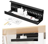 WAYASI Under Desk Cable Management Tray, 2 In 1 Metal Wire Management Tray, Cable Tray with 2 Mounting Ways, Desk Wire Organiser for Office/Home, Black