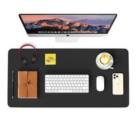 WAYBER Leather Desk Pad Protector, Waterproof Mouse Pad, PU Desk Mat, Office Desk Cover, Desk Writing Mat for Office/Home/Work/Cubicle (Black) 31.5x15.7in