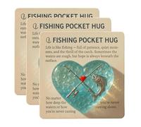Waycin 3Pcs Fishing Lover Pocket Hug with Gift Card - Sea Glass Heart Token with Fishing Rod & Fish Design, Inspirational Keepsake for Fishermen, Anglers, Fisher Dad Pocket Charm (6Pcs)