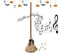 Waycin Dancing Witch Broom, Halloween Floating Witch's Broom, Moving Animated Brooms, Light Up Haunted Dancing Brooms With Spooky Sounds for Indoor & Outdoor Parties Decorations (1)