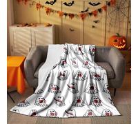 Waycin Ghost Reading Blanket, 2025 New Halloween Ghost Book Throw Blanket 50 X 60'', Cute Fall Knitted Blankets Couch Sofa, Soft Cozy Throw for Women Men Spooky Gift (2Pcs)