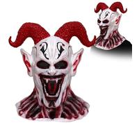 Waycin Halloween Vampire Mask, Zombie Head Mask for Adult, Scary Horror Creepy Demon Monster Mask for Halloween Costume Party (White)