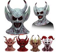 Waycin Halloween Vampire Mask, Zombie Head Mask for Adult, Scary Horror Creepy Demon Monster Mask for Halloween Costume Party (Silver)