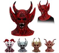Waycin Halloween Vampire Mask, Zombie Head Mask for Adult, Scary Horror Creepy Demon Monster Mask for Halloween Costume Party (1-Red)