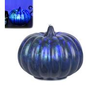 Waycin Twinkle LED Light Pumpkins, Timer Lighted Sparkling Starry Night Glass Pumpkins, Fall Halloween Decorations for Home, Timer Lighted Pumpkin Decorations for Bedroom Bathroom Hallway (Blue)