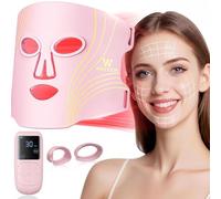 WAYCOM Red Light Therapy for Face: FDA-Cleared Portable LED Light Therapy Mask for Skincare - 400 LEDs 850nm Infrared & Blue Red Light Therapy at Home with Rechargeable Timing Function Remote