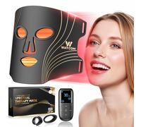 WAYCOM Red Light Therapy Mask: 400 Beads Portable Light Therapy for Face - 4-Modes Portable 850NM Infrared & Red Light Mask at Home Travel - Gift for Loved Ones/Valentine's Day/Birthday/New Year