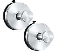 WAYCOM Suction Cup Hooks for Shower, 2Pcs Towel Hooks for Bathroom Wall SUS304 Vacuum Stainless Steel Shower Hooks Bathroom, Kitchen, Glass Door, Tile - Loofah, Towel, Coat, Bath Robe Hook Holder