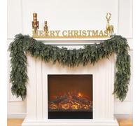 Waydress 1 Pcs 9 Feet Christmas Cedar Garland - Thick & Lush Realistic Artificial Green Faux Cedar Pine Needles Garland for Christmas Winter Home Mantel Fireplace Holiday Party Decor