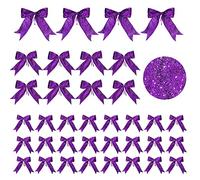 Waydress 36 Pieces Bow Decor, Christmas Tree Bow Ornament, Glitter Ribbon Bowknot for Wreath Garland, Party Crafts Home Decoration, 3 Sizes 4.3 x 4.7 Inch, 5.1 x 5.5 Inch, 6.3 x 6.7 Inch (Purple)