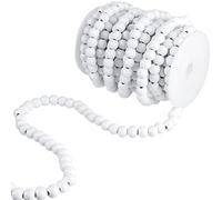 Waydress Christmas Wooden Bead Garland Rustic Farmhouse Garland Xmas Tree Bead Ornaments for Christmas Decorations, Total of 26 Feet(White)