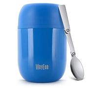 WayEee Food Flask, Stainless Steel King Food Jar with Folding Spoon-450ml (Dark Blue)