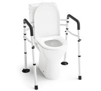 WAYES Toilet Safety Rail with Adjustable Width & Height for Elderly, Stand Alone Toilet Safety Frame Fit for Any Toilet, Foldable and Portable