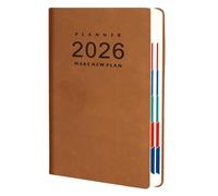 Wayfadacc 2026 Day Planner with 360 Pages Lined PU Leather Academic Journal with Ribbon Bookmarks for Daily Scheduling Planning Multifunctional