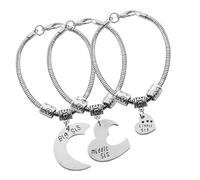 Wayfadacc 3pcs Kirsite Adjustable Bracelets Best Friend Sisters Featuring Heart Shape Representing Big Middle Little Sis Love Theme Three Piece Heart