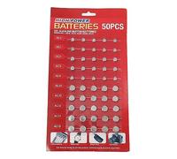 Wayfadacc 50Pcs AG1/AG3/AG4/AG10/AG12/AG13 Batteries Set for Watch Toy Clock Calculators Mixed Button Coin Cell Battery Set
