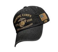 Wayfadacc Adjustable Strap Baseball Cap for Marine Corps 250th Anniversary with Embroidery Pattern for Daily Wear Special Event