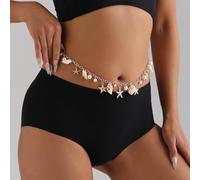Wayfadacc Beach Theme Adjustable Waist Chain Belt With Seashells Star Fish Pearls For Women Girl Music Festival Waist Decoration