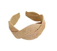 Wayfadacc Braided Wide Brimmed Straw Hairband Soft Comfortable Headband Stylish Solid Tone For Everyday Wear Parties Vacations