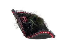 Wayfadacc Classical Pirate Hat With Lace Trim And Feathered Decors For Colonial Outfit and Theatrical Stage Performances