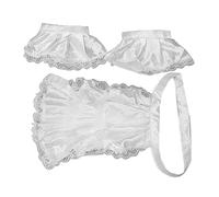 Wayfadacc Colonial Jabot Set Lace Trim Ruffled Necktie Collar with Wrist Cuffs Set Costume Accessory for Men Women