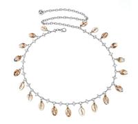 Wayfadacc Decorative Waist Chain Body Chain With Metallic Accents And Seashells Detail For Vacation Waist Jewelry