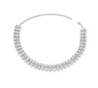 Wayfadacc Geometric Necklace Sparkling Full Rhinestones Necklace Alloy Texture for Evening Parties and Everyday Charm