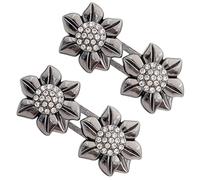 Wayfadacc Sparkling Rhinestones Flower Adjustable Waistband Pin Button For Pants Not Sew Alloy Design