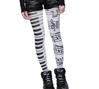 Wayfadacc Women Opaque White Tights Stockings Elegant Musical Note Pattern Asymmetrical Piano Pantyhose Leggings Party Wear