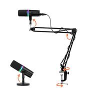 Wayfinder Supply Co. USB/XLR Dynamic Microphone with RGB Mute, 360° Boom Arm, and Noise-Canceling Clarity, Perfect for Gaming, Streaming, Podcasting, Voiceovers, and Studio Use, (WF-BROADCASTBOOM-MIC)