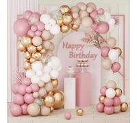 Wayfun Blush Pink Balloon Arch Kit, 103pc Retro Nude Rose Gold Balloons for Girl Women Birthday Decorations Baby Shower Wedding Bridal