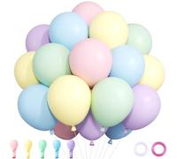 Wayfun Pastel Balloons 52pcs, 12 Inch Macaron Multicoloured Thick Latex Balloons, Colourful Balloon Pastel Rainbow Party Decorations for Boys Girls Birthday Decorations Kids Party Baby Shower Wedding