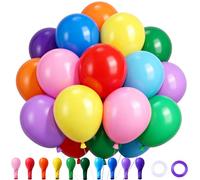 Wayfun Rainbow Balloons 52 Pack, Thick Latex Colourful Balloon, 12 inch Multicoloured Party Balloons, Rainbow Helium Birthday Balloon for Kids Birthday Party Decorations Baby Shower Wedding Graduation