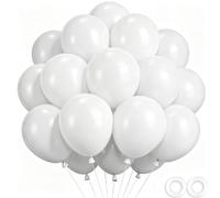 Wayfun White Balloons, 52pcs 12 Inch White Helium Balloons Made of Strong Thick Latex with 2 White Balloon Ribbons for Birthday Party Decorations, Wedding Engagement, Baby Shower, Anniversary, Retire