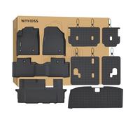 WAYIDSS Floor Mats for 2009-2015 Honda Pilot with Trunk Mat & Backrest Mat,TPE All Weather Protection Full Set Car Liners Accessories 2nd & 3rd Row Covering The Backrest Mat