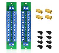 WayinTop Power Distribution Board Kit, 2 x 12 Position Double Wiring Power Distributor Board 2 Inputs 2 x 13 Outputs for DC AC 24V 10A