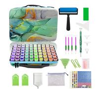 Waykape 70 Slots Diamond Art Storage Containers, 5D Diamond Art Accessories & Tools, Diamond Painting Accessories Organizer, Non-Foldable, Adult, Green 2, EVA, Medium to Large, Storage Case